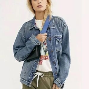 Free People - Ramona Oversized Denim Trucker Jean Jacket - Size Medium